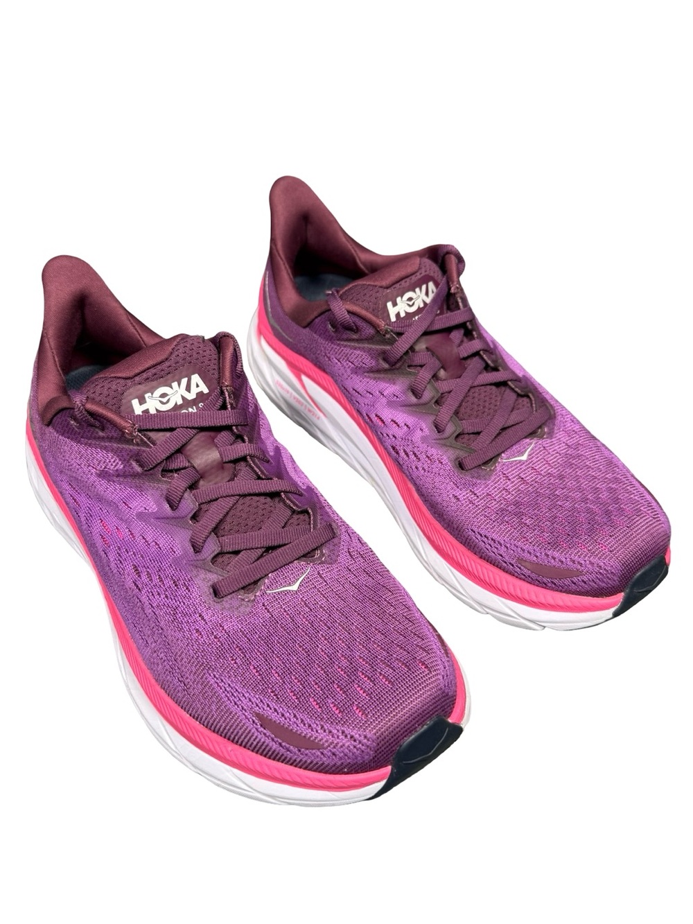 HOKA Clifton 8 Wide Women 8.5D Purple Pink Cushion Running Sneakers 1121375 GWBY